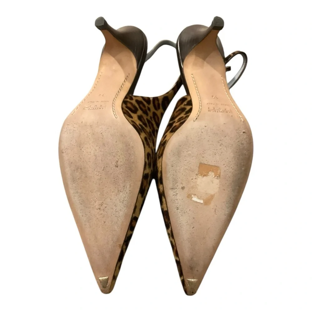 Lambertson Truex Women’s Size 39 Pony Hair Animal Print Slingback Pumps Sandals - Picture 11 of 16